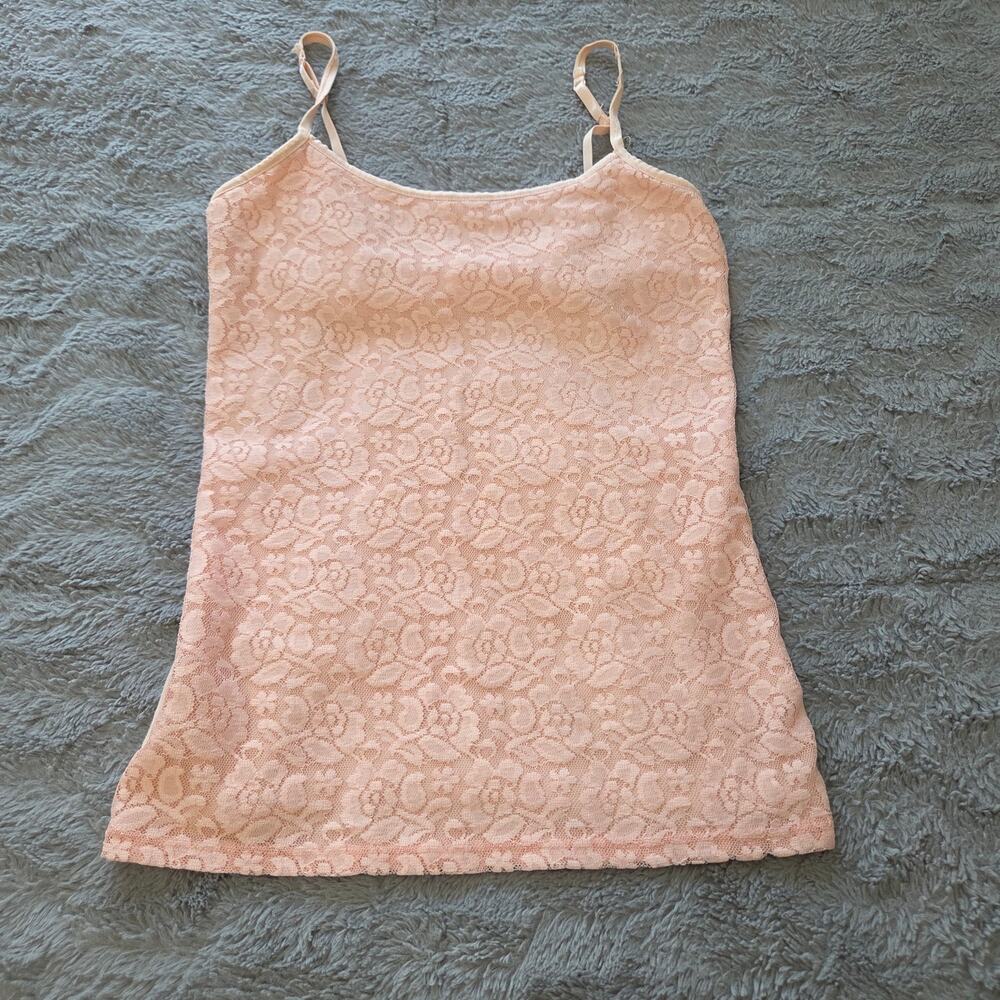 SO PERFECT CAMI Light Pink Floral Lace Camisole adjustable Straps Size Medium